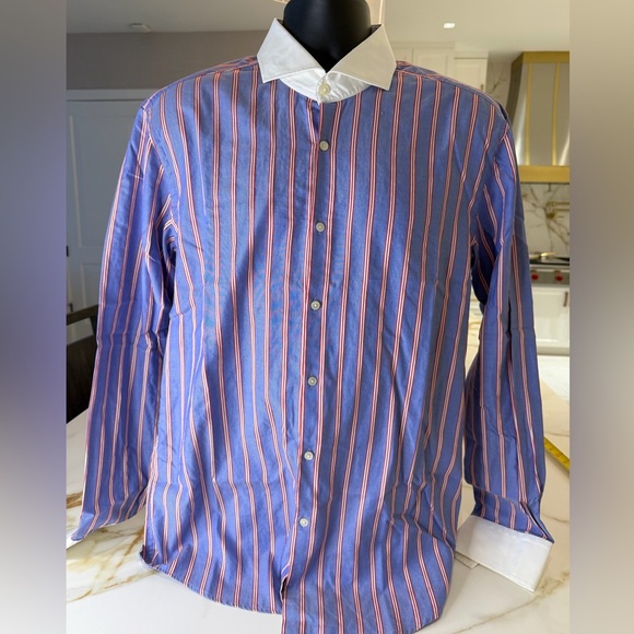 Boss Other - Hugo Boss Blue and Pink Striped Dress Shirt
